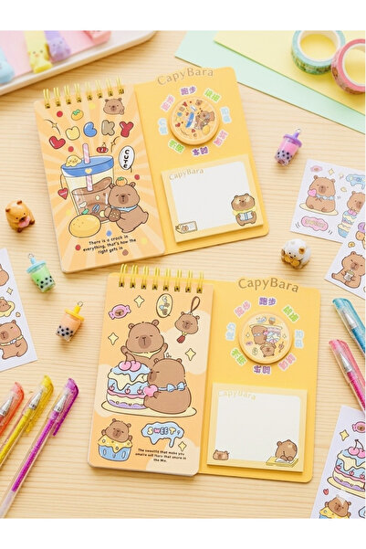 ÖZ OFİS Capybara Kapibara Sticker & Notepad İkisi Bir Arada Set - Stres Çarkl...