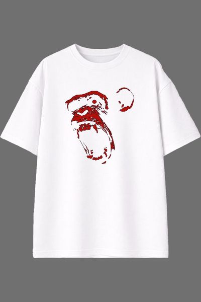 VSRN Angry Monkey Design Pre-Printed White Oversize T-Shirt