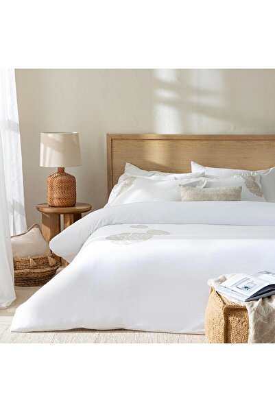 Chakra Monstera Bamboo Single Duvet Cover Set 160X220 cm Ecru