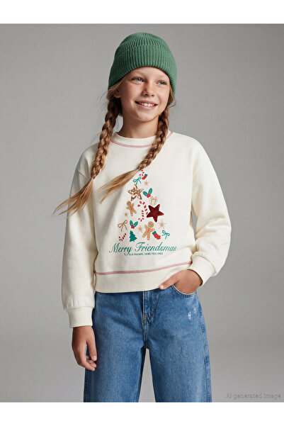 LC Waikiki New Year Themed Girls' Thick Sweatshirt