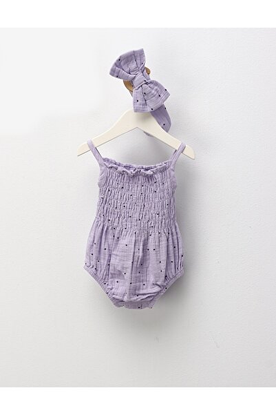MiniKids Set de vara din muselina, body maiou si bentita, mov