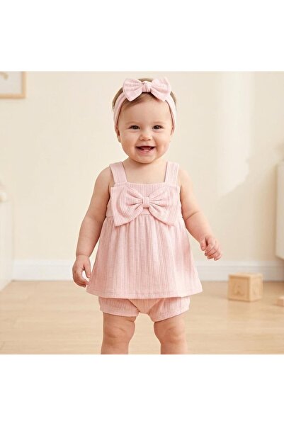 KapsülBebek Premium Ruffled 3-Piece Baby Girl Summer Set - 100% Cotton