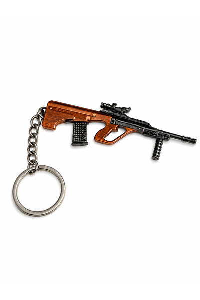 Alka Peluş Counter Strike AUG Anahtarlık – Ahşap Desenli Zamak Metal Oyuncu S...