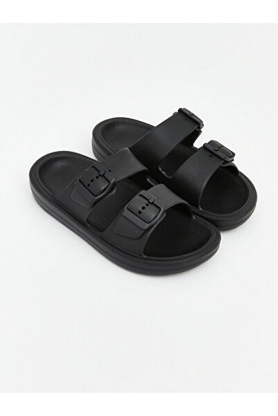 LC Waikiki Black Double-Striped Boys' Slippers