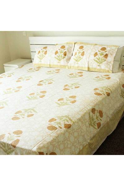 Weswadesi Bedsheet and 2 Pillow Covers – Brown and Light Brown Printed