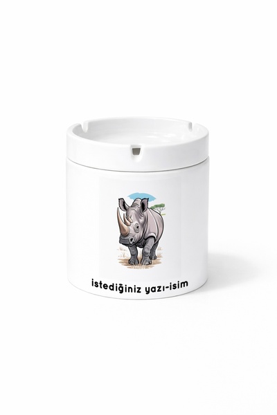 Kirbi Reklam Animal Rhino Rhinoceros Double Sided Printed Ash Tray Ashtray Gift