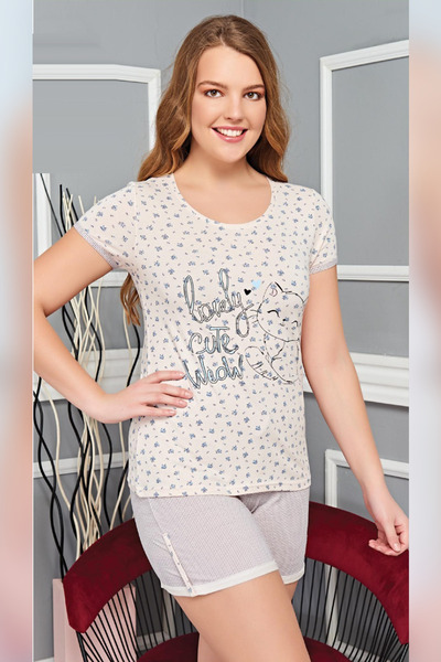 FIRST STYLE Turkish Home Set Beautiful Shorts and Blouse.