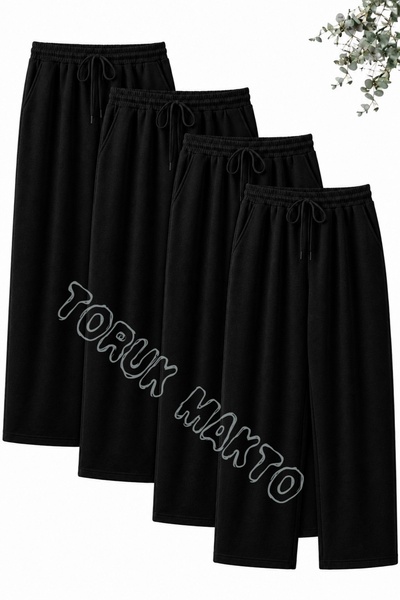 TORUK MAKTO 4 Pieces Unisex Regular Pipe Leg Gray Color Sweatpants