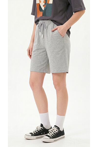 TKT Women's Gray Color Oversize Comfortable Fit Combed Cotton Shorts with Sid...