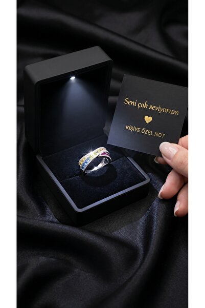 Livora Jewelry Işıklı Hediye Kutulu Orijinal 925 Ayar Gümüş Mix Taşlı Özel Ta...