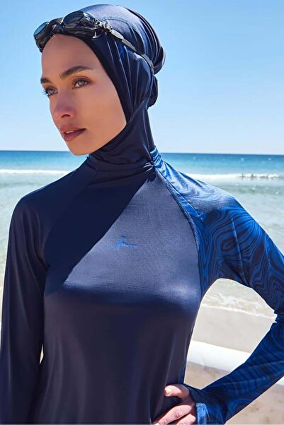 Nihan Series Hijab Swimsuit Set with Hidden Zipper Detail on the Shoulder - N...
