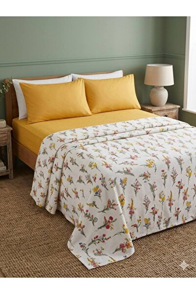 ŞENER HOME Wildflower Patterned Elasticized Double Pique Set