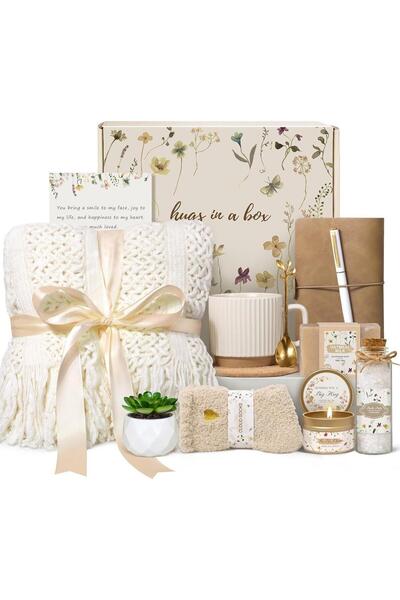 Arabest Mother's Day Gift Set, Spa Relaxation Kit with Blanket Mug Candle & B...