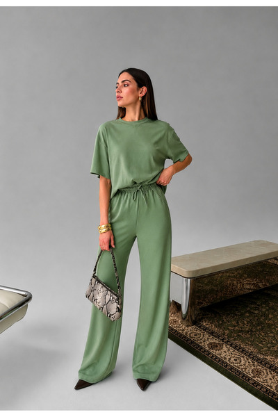 BARLİZ Women's Summer Basic Casual and Stylish Top and Bottom Tracksuit Set