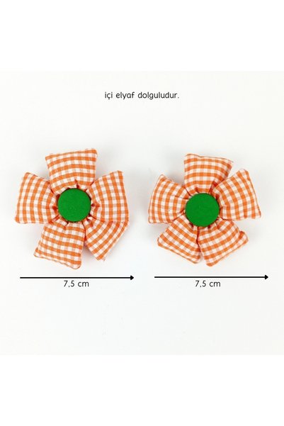 woodycord Handmade Fluffy Checkered Double Flower Buckle Set