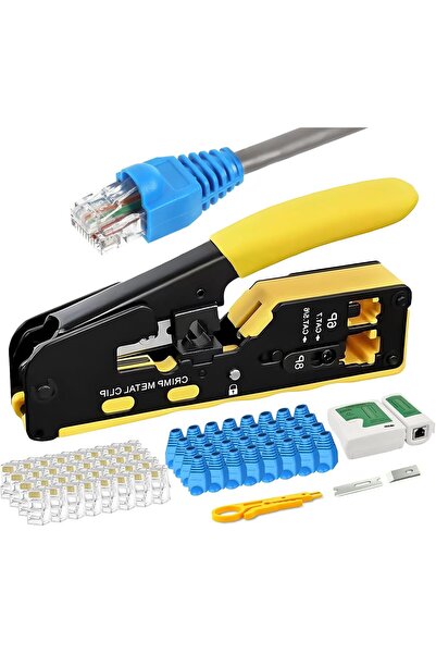 Derwell Yeni 2026 Nesil Cat7/Cat6A/Cat5/Cat6Ez Crimper Pense + 100 Adet Yeni ...