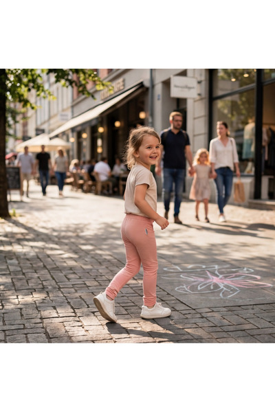 Hoglet Kids Girl's Basic Leggings Pink Flexible Comfortable Daily Bottoms