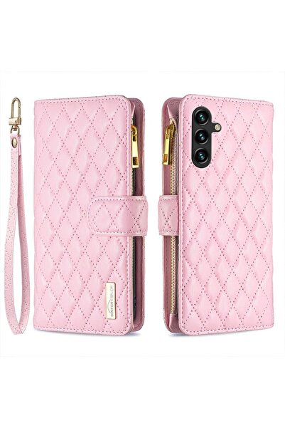 sscase Puff Rhombus Zipper Θήκη Πορτοφόλι Pink (Samsung Galaxy A35 5G)