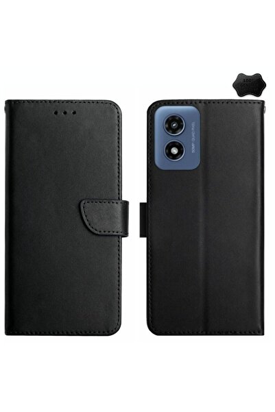 sscase Genuine Leather Θήκη Πορτοφόλι Black (Motorola Moto E14)