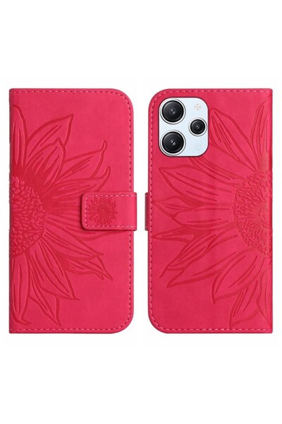 sscase Sun Flower Θήκη Πορτοφόλι με Λουράκι Rose Red (Xiaomi Redmi 12 4G)