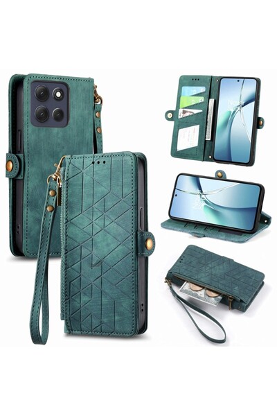 sscase Geometry Zipper Θήκη Πορτοφόλι Green (Motorola Edge 70 Fusion 5G)