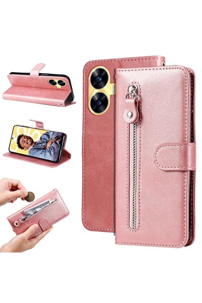 sscase Zipper Θήκη Πορτοφόλι Rose Gold (Realme C55)
