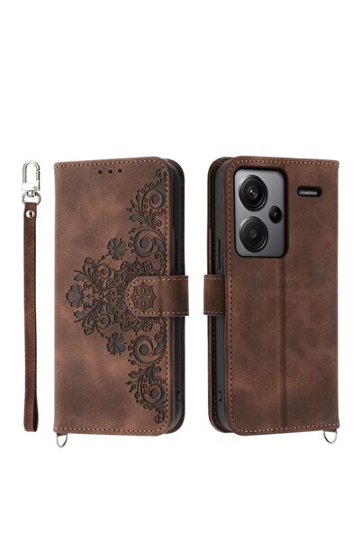 sscase Flower Embossed Θήκη Πορτοφόλι Brown (Xiaomi Redmi Note 13 Pro Plus 5G)