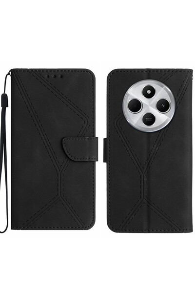 sscase Stitching Embossed Θήκη Πορτοφόλι Black (Xiaomi Redmi 14C 4G/Poco C75 4G)
