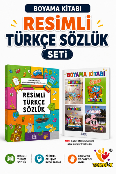 Parodi Yayınları Tombi-X Resimli Türkçe Sözlük ve Boyama Kitabı Seti
