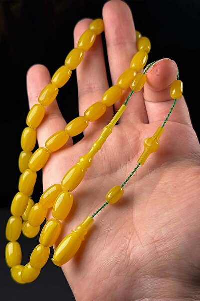 TESBİHKENTİ Ali Eriş Badem Model Crimped Amber Prayer Beads