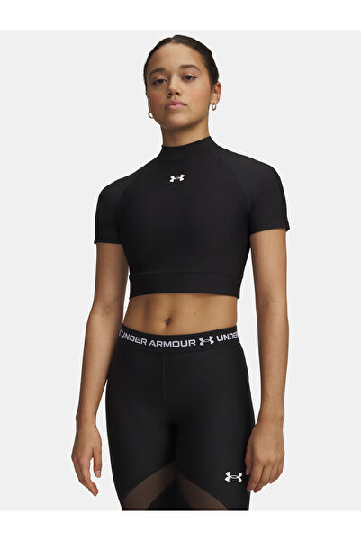 Under Armour Tricou de damă HeatGear Crop Mock SS-BLK