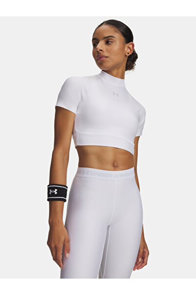 Under Armour Tricou de damă HeatGear Crop Mock SS-WHT