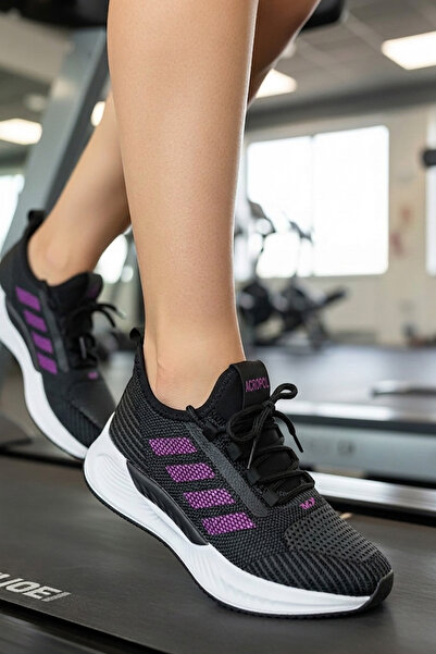 CEYDA SHOES Pantofi sport pentru femei, negri, fucsia, cu șireturi, din plasă...