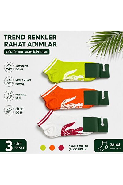 DİAMOND OUTLET Pachet de 3 șosete sport în culori vii, anti-alunecare, scurte...