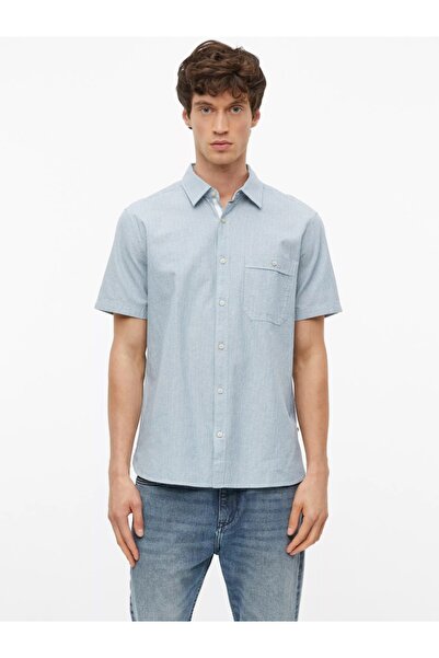 s.Oliver Men's shirt with striped print, made of cotton, Regular fit, Blue