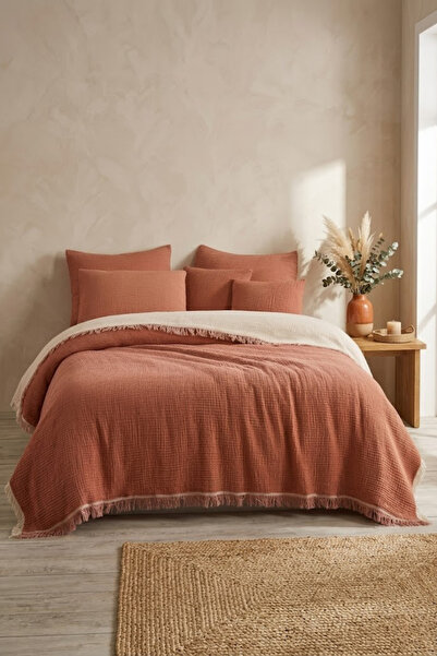 Valmia Home Valmia Double 4-Layer Muslin Bedspread 220X230 cm Buldan Handmade...