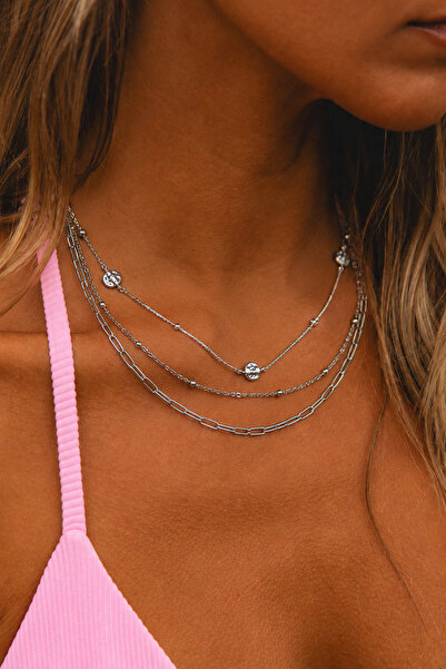 Markiz Takı Triple View Steel Necklace 45 cm