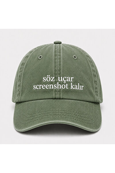 WeavedCo "Words Fly, Screenshots Stay" Written Vintage Washable Cap Hat