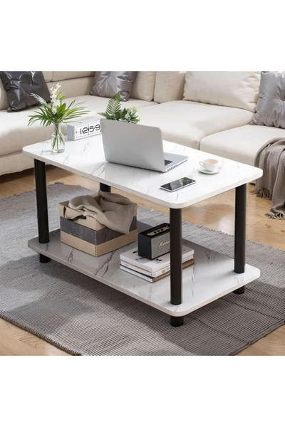 table 60x30x53 cm coffee table, home living room side table, two-tier small c...