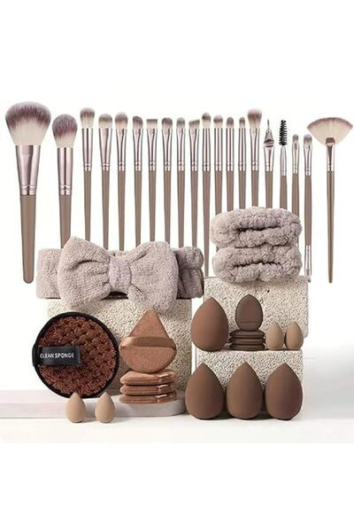 Arabest 40-Piece Makeup Brush Set, Cosmetic Tools with Sponge Puff Headband &...