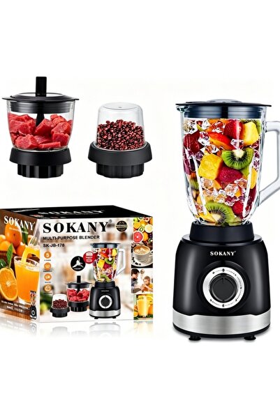 SOKANY خلاط كهربائي 3 في 1 بقوة 1000 واط، عصارة ومحضرة فواكه متعددة الوظائف و...