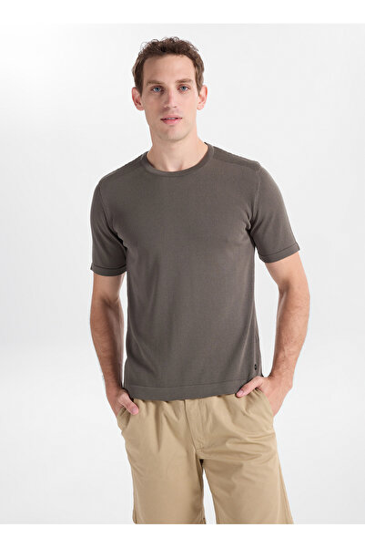 GMG FIRENZE Khaki Men's Crew Neck Slim Fit Sweater Gu26Mss04023