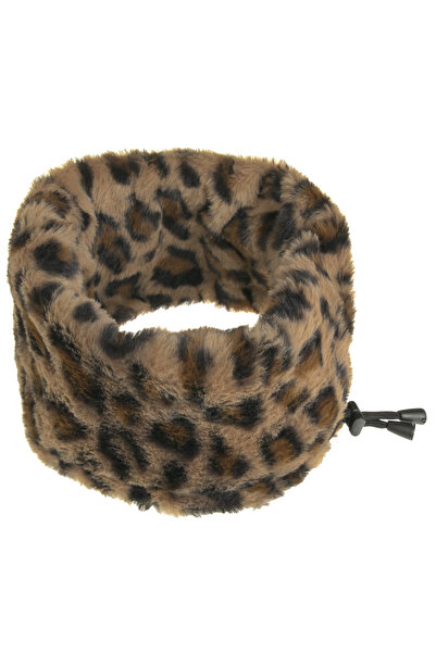 Zumzeria Leopard Print Fleece Circular Scarf with Cord for Women