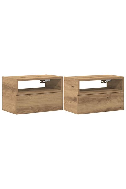 vidaxl Noptiere de perete, 2 buc., Stejar artizanal, 45x26x28,5 cm
