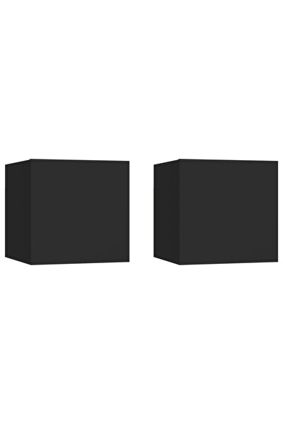 vidaxl Noptiere, 2 buc., negru, 30,5x30x30 cm, lemn prelucrat