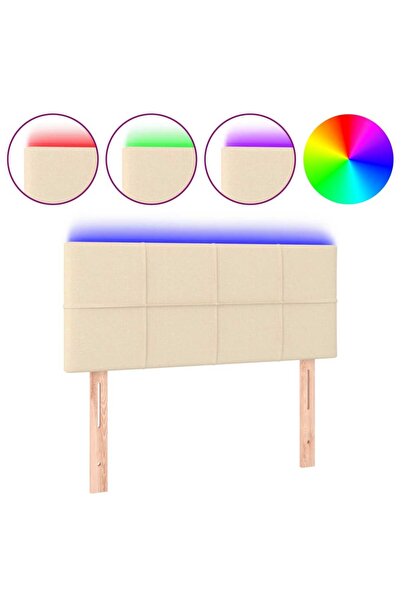 vidaxl Tăblie de pat cu LED, crem, 80x5x78/88 cm, textil