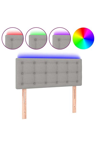 vidaxl Tăblie de pat cu LED, gri deschis, 90x5x78/88 cm, textil
