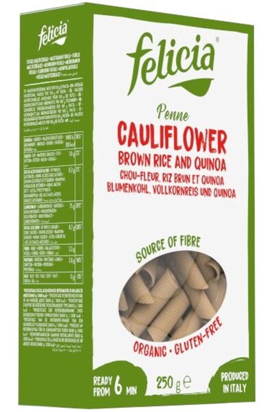 Felicia Penne bio din orez brun si quinoa, cu conopida, 250G