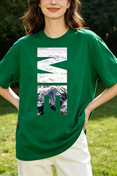 Fleck Womens T Shirts Mountain Landscape Print Oversized Casual Style