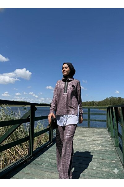 Moodbasic Taş Aksesuarlı Triko Takım - Bordo